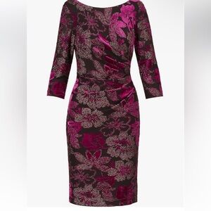 Adrianna Papell women’s velvet colorful embroidered sheath dress stunning size4